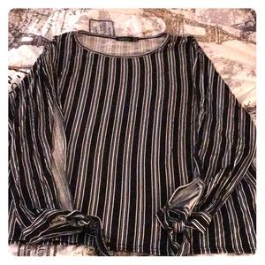 Striped Slit Sleeve Top